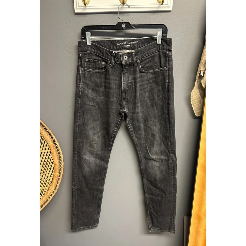 Banana Republic Mens 31 x 32 Skinny Fit Jeans Black Gray Dark Wash Cotton Denim